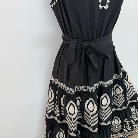 Elie Tahari Embroidered Midi Dress Sleeveless Fit and Flared Black US 12 - Picture 6 of 12